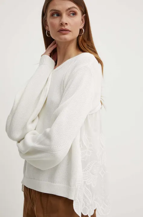 Βαμβακερό πουλόβερ Liu Jo χρώμα: άσπρο