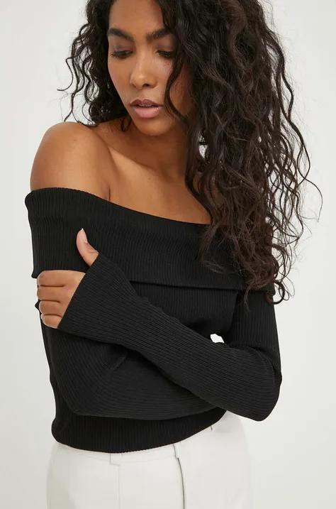 IRO sweter damski kolor czarny lekki