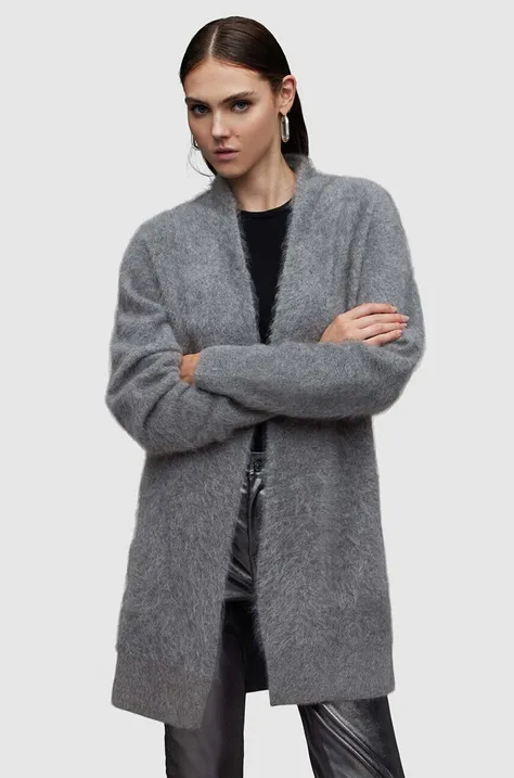 Kašmírový sveter AllSaints Tessa šedá farba, teplý