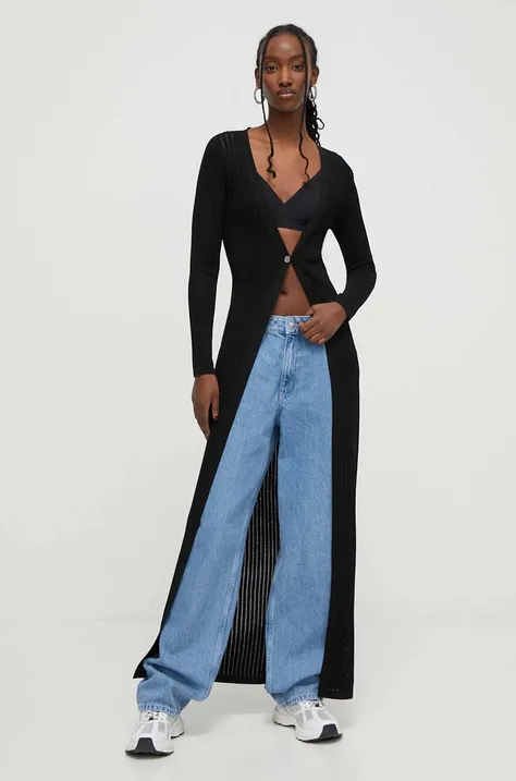 Πλεκτή ζακέτα Moschino Jeans χρώμα: μαύρο