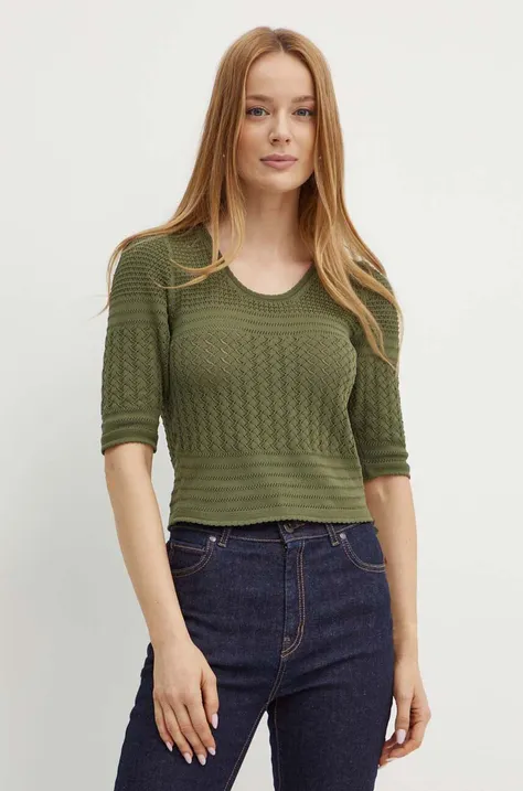 Twinset sweter damski kolor zielony lekki