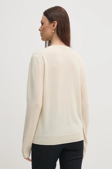 United Colors of Benetton кардиган жіночий вовняний — SS24-SWD0DM, бежевий — фото 3