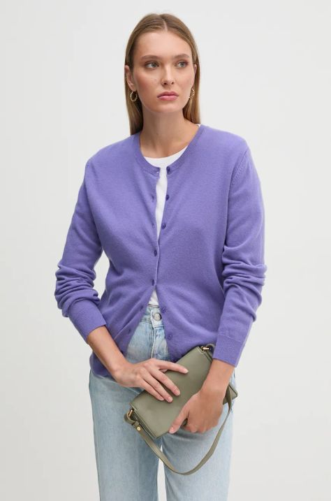 United Colors of Benetton cardigan din lana culoarea violet, light