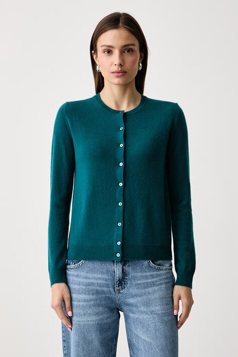 United Colors of Benetton Kardigan damski wełniany turkusowy 1002D5485