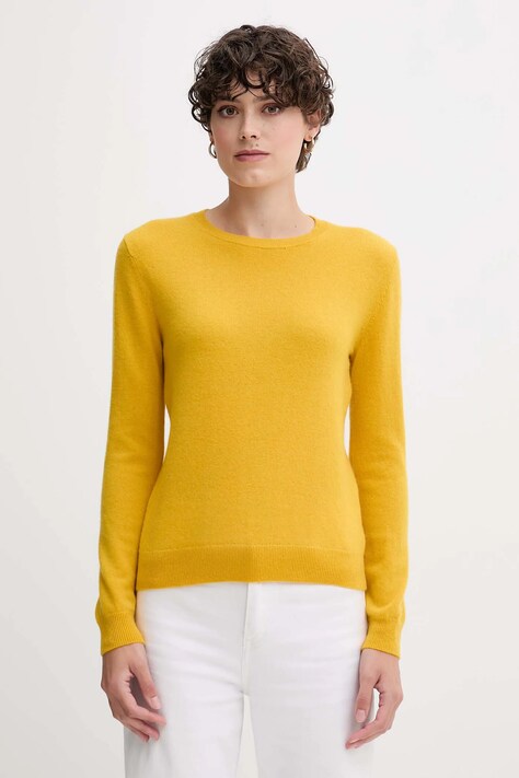 United Colors of Benetton sweter wełniany damski kolor żółty lekki