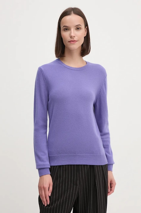 Вълнен пуловер United Colors of Benetton в лилаво от лека материя