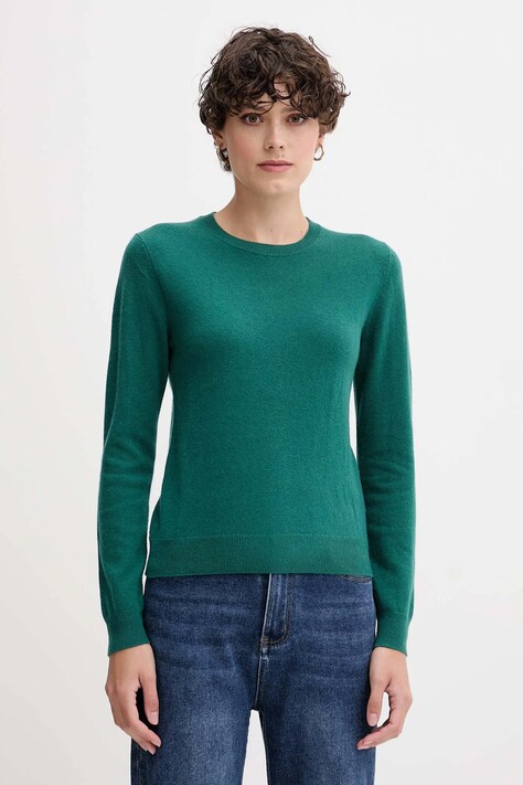 United Colors of Benetton sweter wełniany damski kolor zielony lekki 1002D1K01