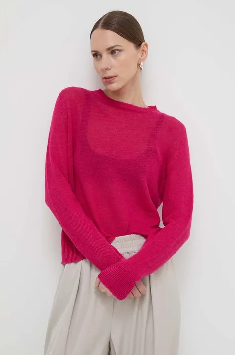 Laneni pulover Weekend Max Mara boja: ružičasta, lagani, 2415361042600