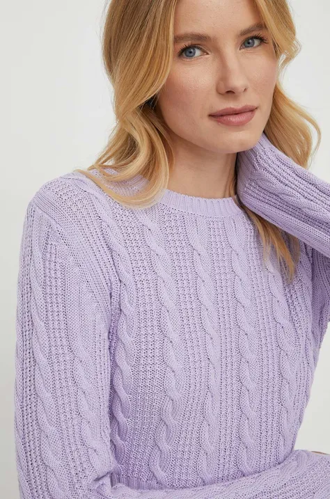 Хлопковый свитер United Colors of Benetton цвет фиолетовый лёгкий