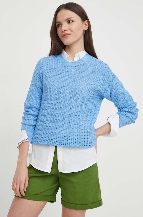 United Colors of Benetton sweter bawełniany kolor niebieski lekki