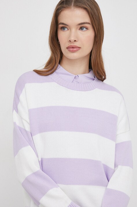 Бавовняний светр United Colors of Benetton — SS24-SWD0EU, фіолетовий — фото 4
