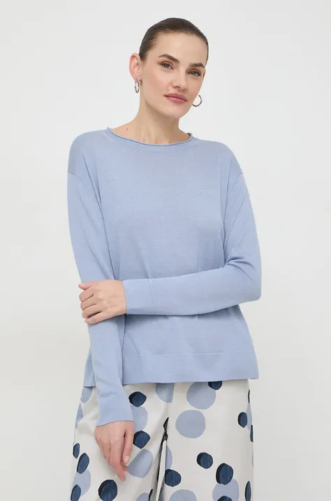 Max Mara Leisure sweter jedwabny kolor niebieski lekki