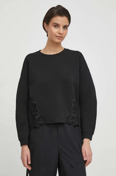Sisley bluza damska kolor czarny gładka