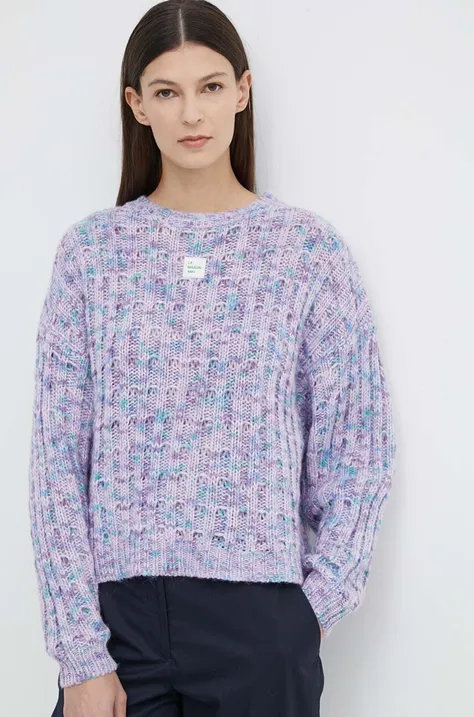 Vlnený sveter American Vintage PULL ML COL ROND dámsky, fialová farba, teplý, POY18AE24,
