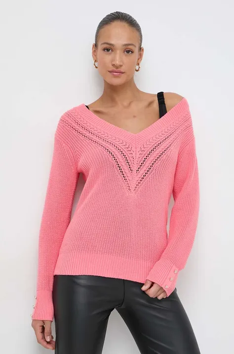 Bavlnený sveter Morgan ružová farba