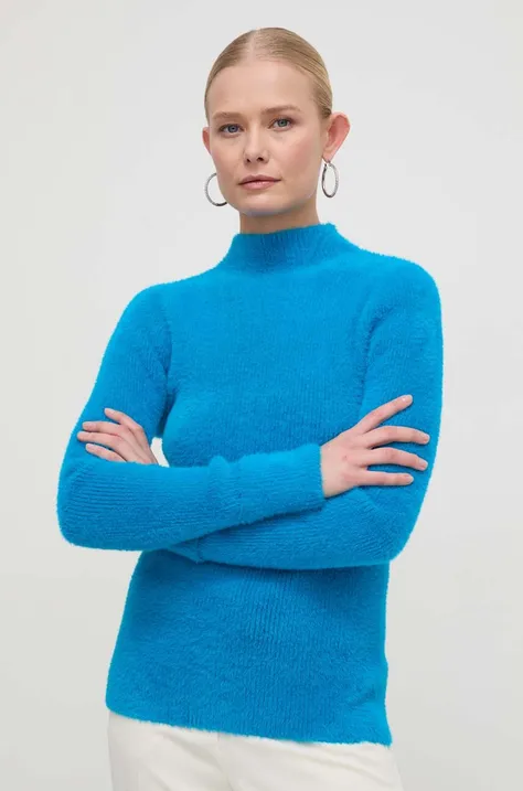Morgan sweter damski kolor niebieski z półgolfem