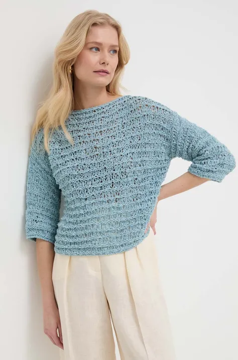 Marella sweter damski kolor niebieski lekki 2413361055200
