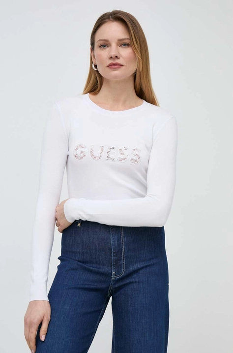 Πουλόβερ Guess χρώμα: άσπρο