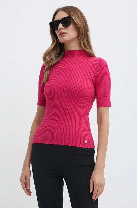 Morgan pulóver MAIKI könnyű, rózsaszín, félgarbó nyakú, MAIKI