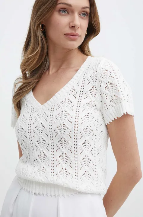 Pamučni pulover Morgan MTAHITI boja: bijela, MTAHITI