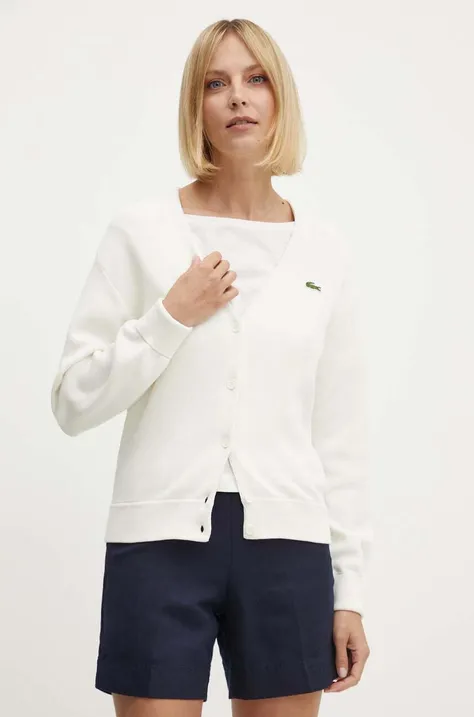 Бавовняний кардиган Lacoste колір бежевий