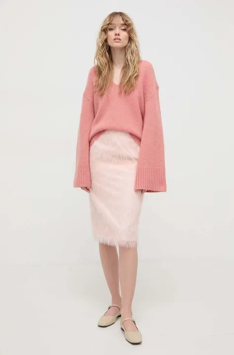 By Malene Birger sweter wełniany damski kolor różowy