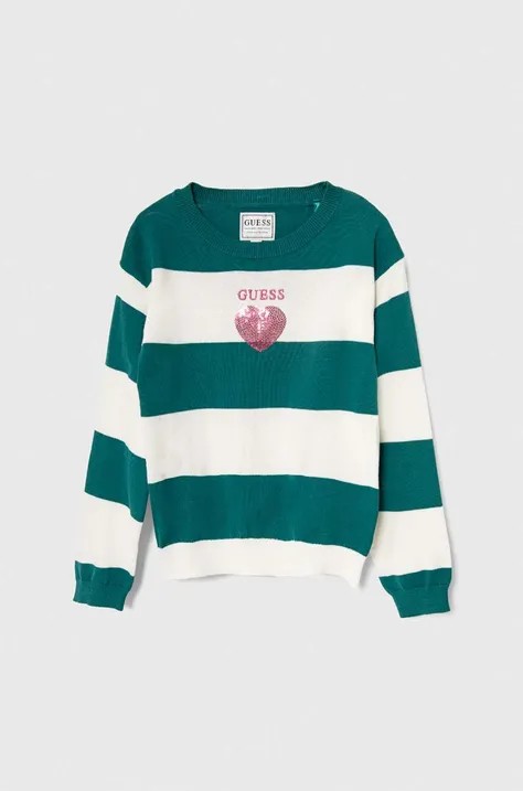 Παιδικό βαμβακερό πουλόβερ Guess χρώμα: πράσινο