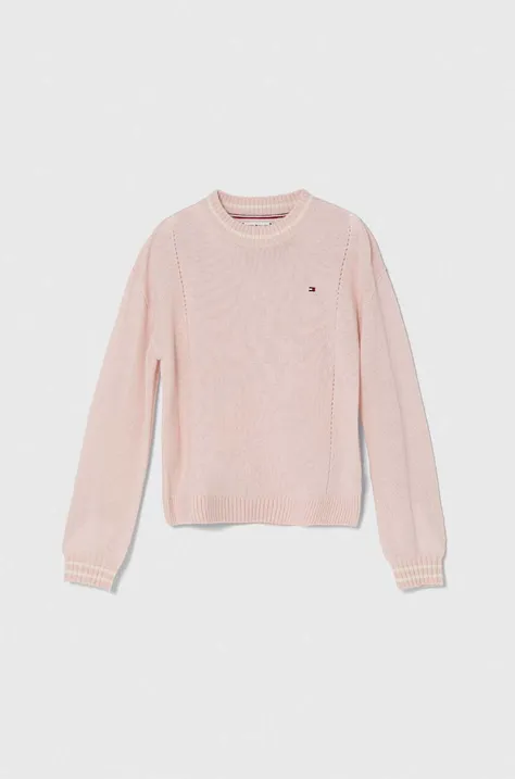 Вовняний дитячий светр Tommy Hilfiger колір рожевий легкий