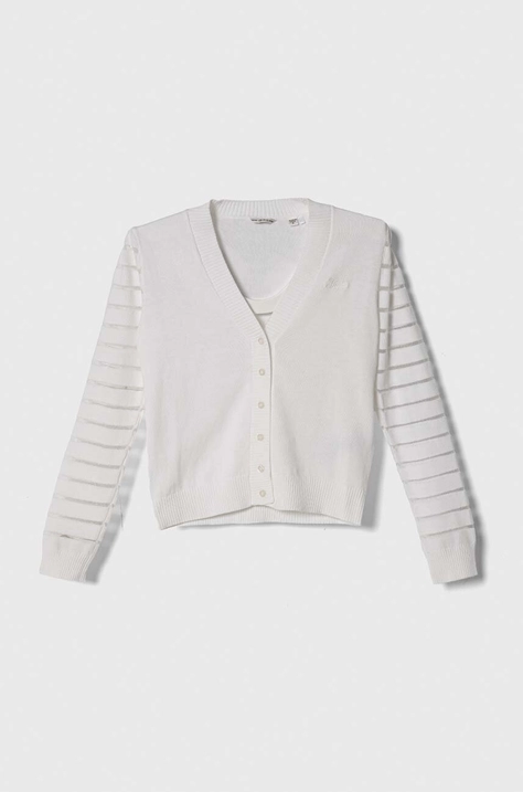 Guess cardigan din bumbac pentru copii culoarea alb, light