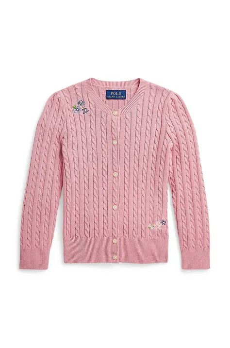 Otroška bombažna jopica Polo Ralph Lauren roza barva, 312940989002