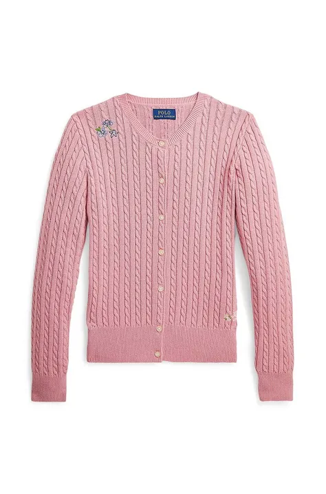 Polo Ralph Lauren kardigan bawełniany dziecięcy kolor różowy 313940989002