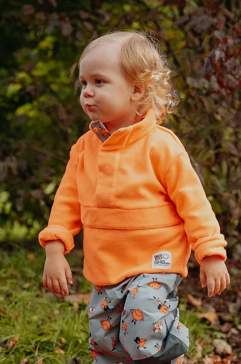 Detská mikina Jack Wolfskin SMILEYWORLD MIDLAYER oranžová farba, jednofarebná