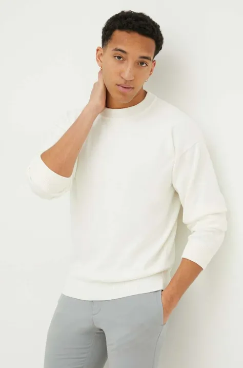 Pamučni pulover HUGO boja: bež, lagani