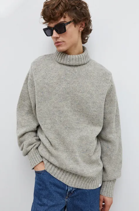 Vuneni pulover Les Deux za muškarce, boja: siva, s dolčevitom