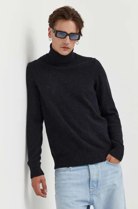 Μάλλινο πουλόβερ Marc O'Polo ανδρικά, χρώμα: μαύρο