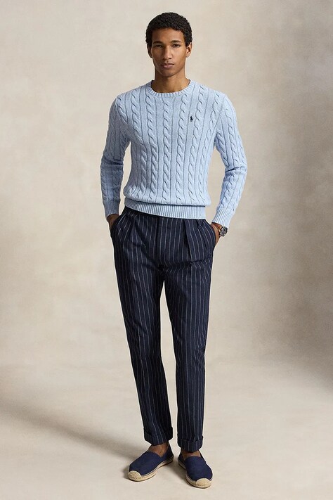Polo Ralph Lauren светр чоловічий бавовняний — SS24-SWM00R, блакитний — фото 3