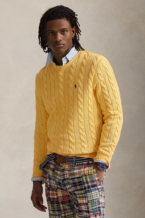 Polo Ralph Lauren sweter bawełniany kolor żółty 710775885