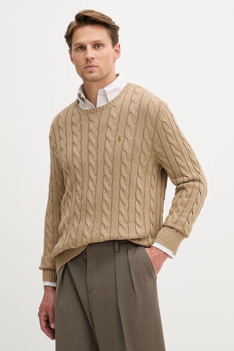 Polo Ralph Lauren pulover de bumbac culoarea bej, 710775885