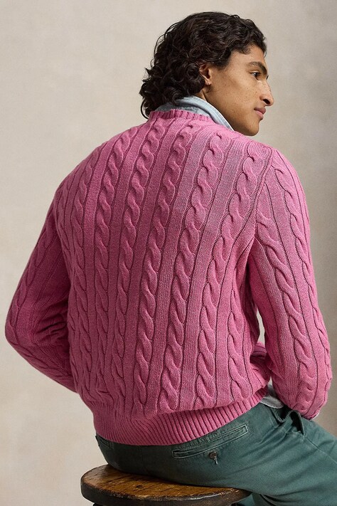 Polo Ralph Lauren светр чоловічий бавовняний — SS24-SWM00R, рожевий — фото 2