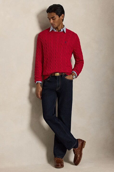 Polo Ralph Lauren светр чоловічий бавовняний — SS24-SWM00R, червоний — фото 3