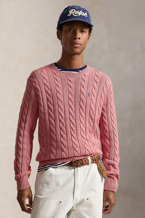 Polo Ralph Lauren Sweter męski bawełniany różowy 710775885