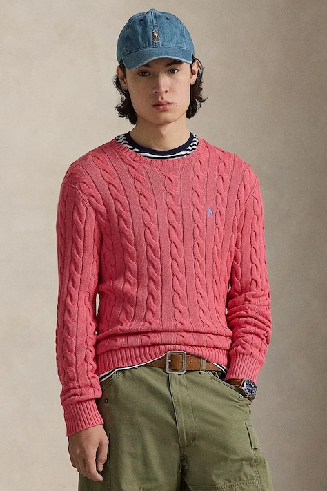 Polo Ralph Lauren pulover moški bombažen roza 710775885