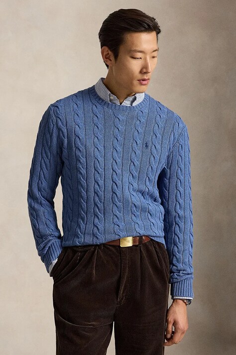 Polo Ralph Lauren Sweter bawełniany męski niebieski 710775885