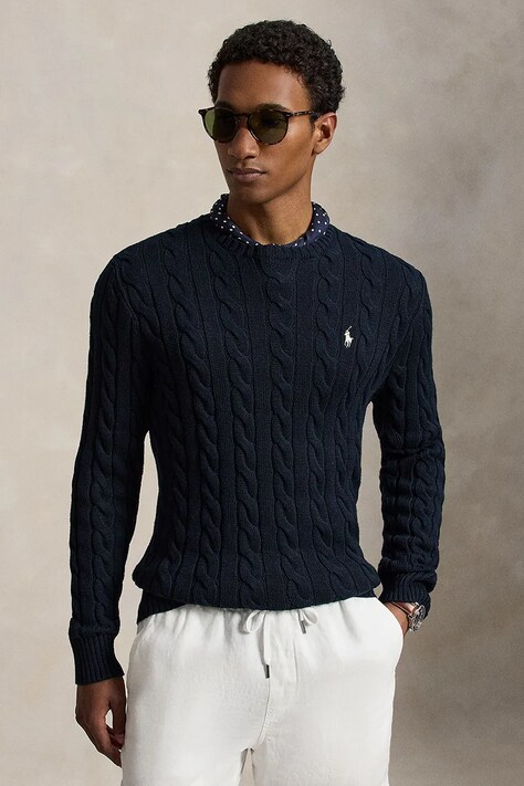 Polo Ralph Lauren sweter męski bawełniany granatowy 710775885