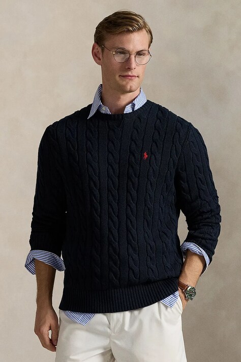 Bombažen pulover Polo Ralph Lauren bež barva, 710775885