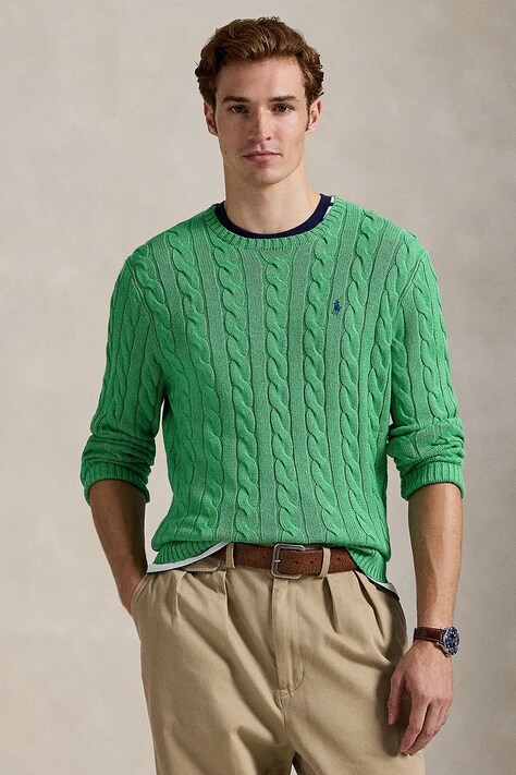 Polo Ralph Lauren sweter bawełniany kolor zielony 710775885