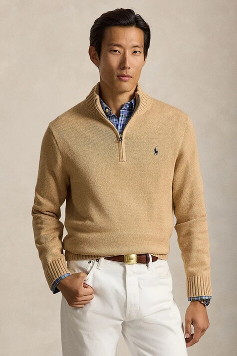 Polo Ralph Lauren sweter męski bawełniany beżowy 710859939