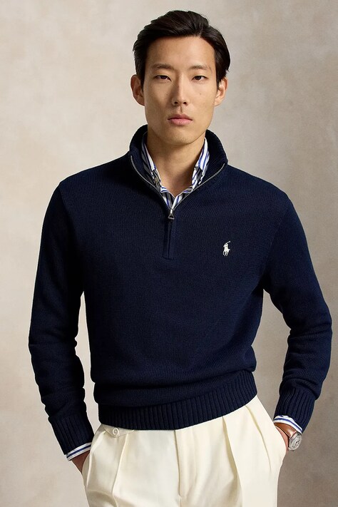 Polo Ralph Lauren sweter męski bawełniany granatowy 710859939