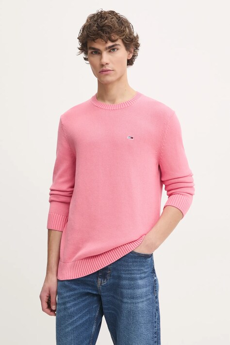 Хлопковый свитер Tommy Jeans цвет розовый  DM0DM18370