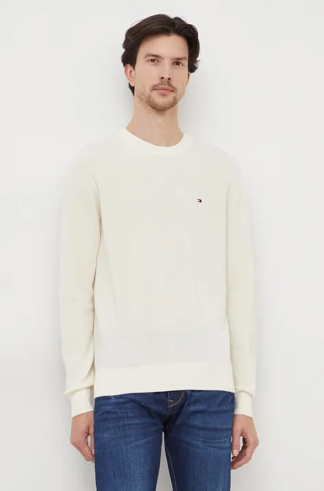 Бавовняний светр Tommy Hilfiger колір бежевий легкий